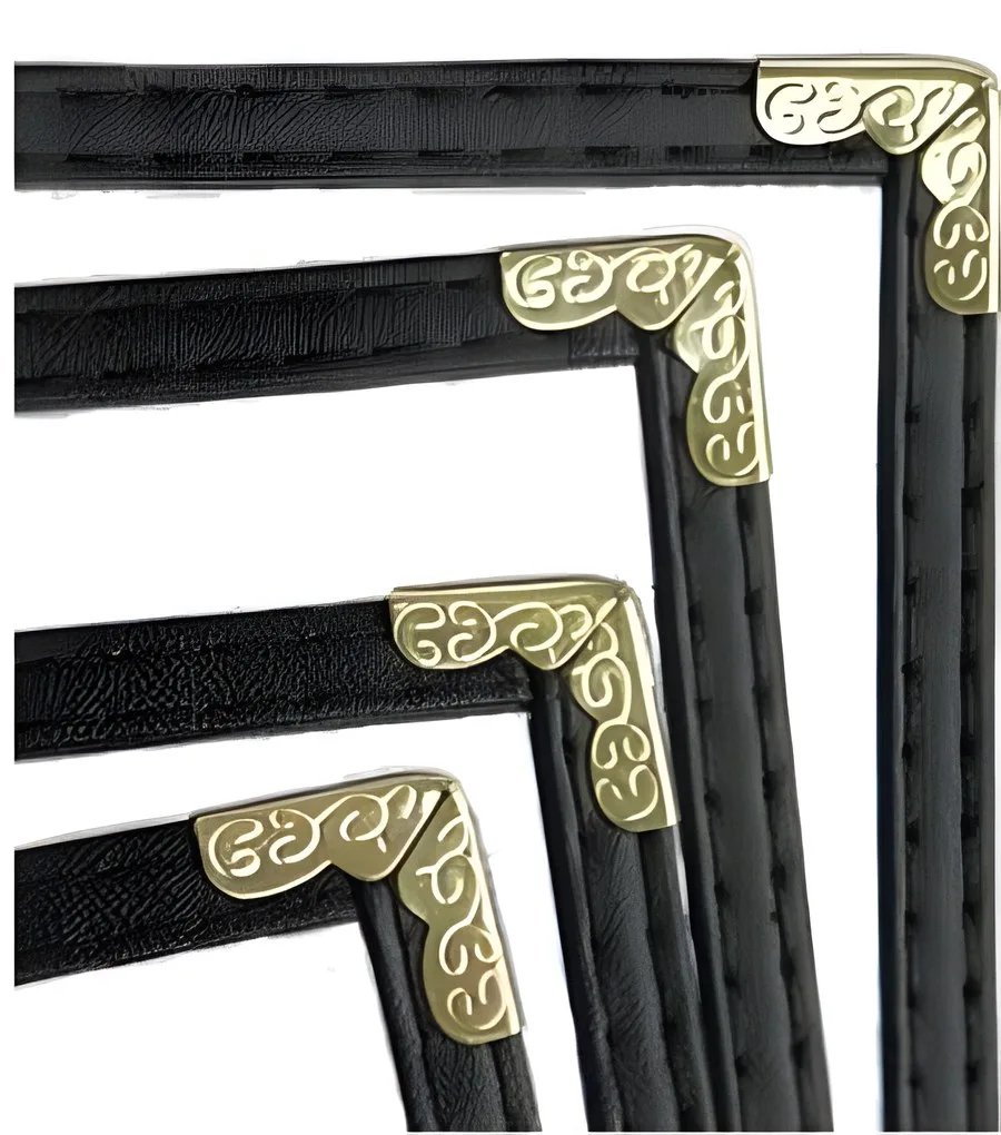 black menu cover with gold corners